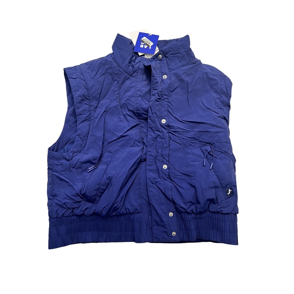 JoyLab Vest Womens Small‎ Blue Cropped Puffer Snap Front Insulated Quilted Warm